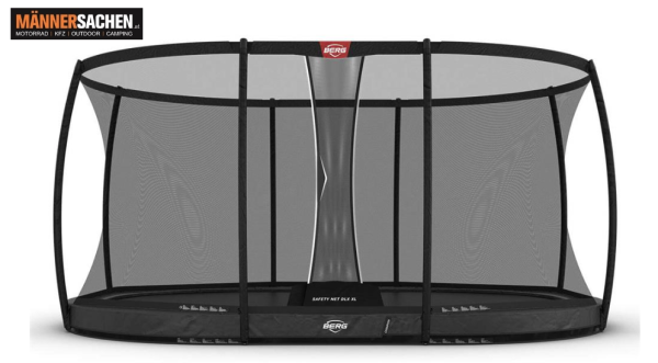 BERG TOYS Trampolin GRAND CHAMPION INGROUND 520 in grau mit SAFETY NET DELUXE XL