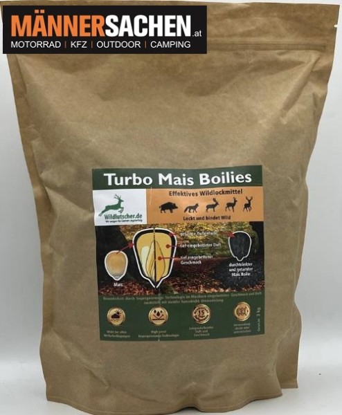 WILDLUTSCHER Turbo Mais Boilies KIRRGUT 3 kg Intensiver Apfelduft. Lockt, bindet und lenkt Wild. Höc