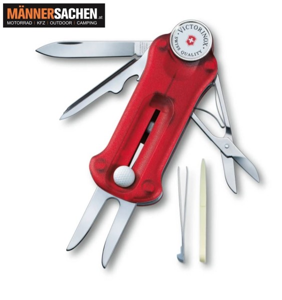 VICTORINOX Golf Tool 0.7052.T mit 10 Funktionen in Blau, Rot & Schwarz