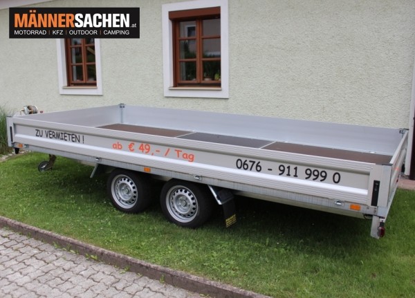 AUTOTRANSPORTANHÄNGER zu mieten. Nutzlast 2715 kg